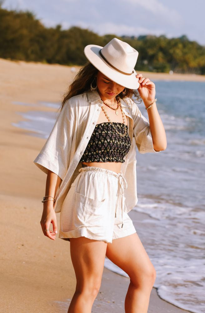 Safari Shirt Natural Sandy White Boho Summer Style – Tonketti