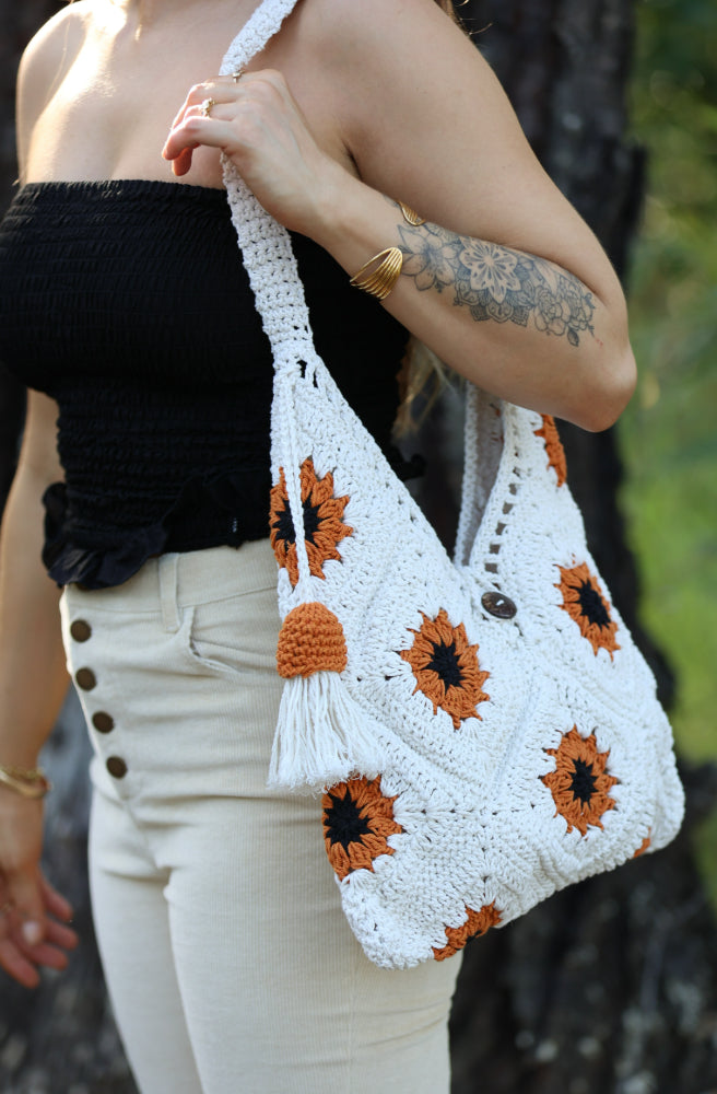 Sunflower Bag, Bohemian Vintage Style Handbag