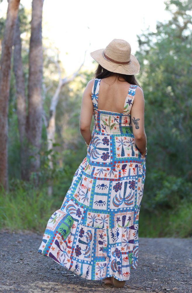 Lorelei Maxi Dress, Rear View Shirred Back