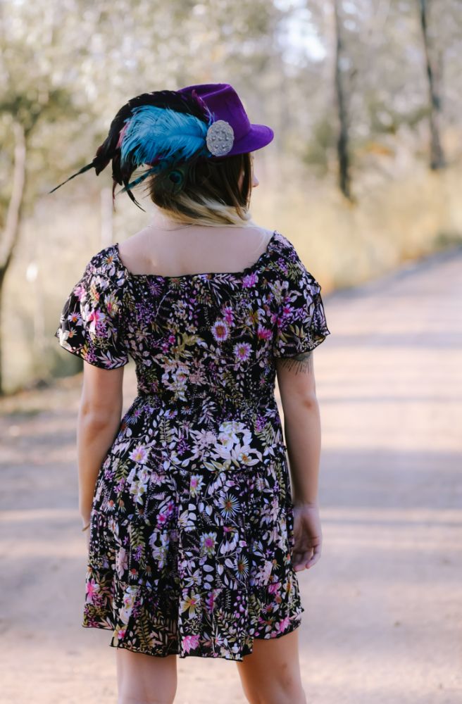 Midnight Flowerz Stem Mini Dress