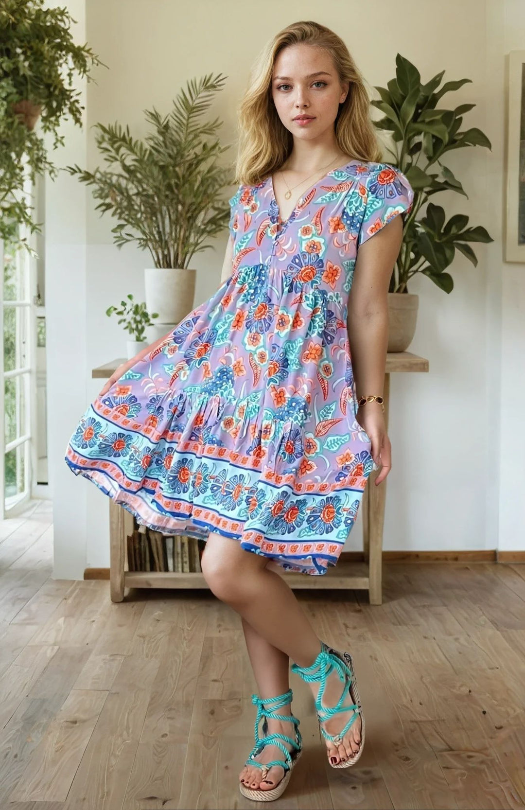 Jaase Daydreamer Print Tracey Dress, Boho Summer Style Mini Floral 