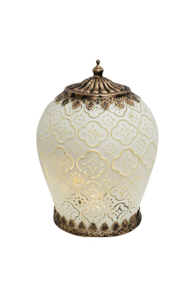 XL LED Lantern Foil White Colour, Middle Eastern Boho Style