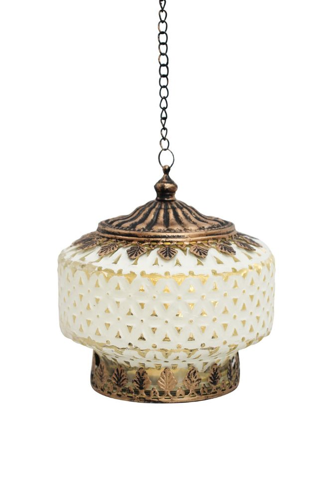 LED Lantern Squat White, Boho Style Home Decor