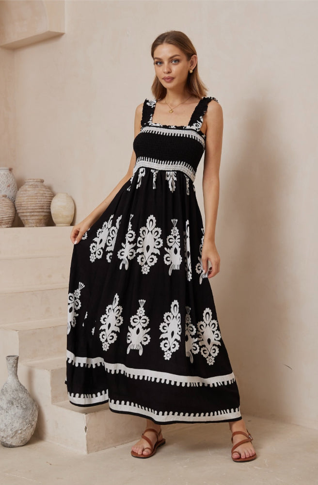 Bianco Nero Empire Maxi, Boho Style