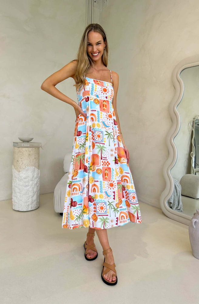 Citrus Juniper Maxi Dress, Boho Summer Style