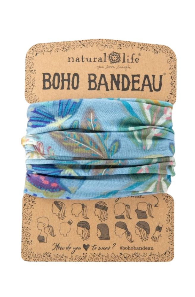 Boho Bandeau Mandala Folk Garden, Stretch Knit Headband