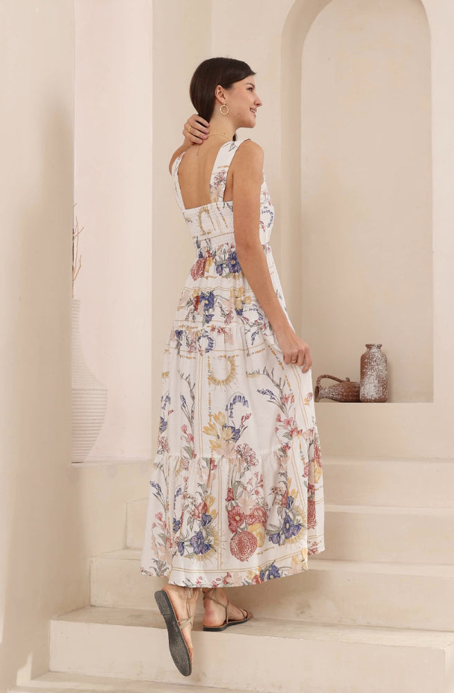 Vintage Wildflower Tiered Maxi Dress, Rear Side View