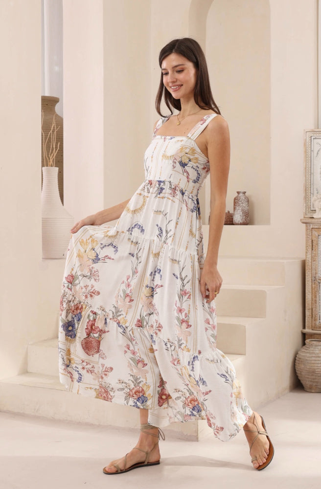 Vintage Wildflower Tiered Maxi Dress