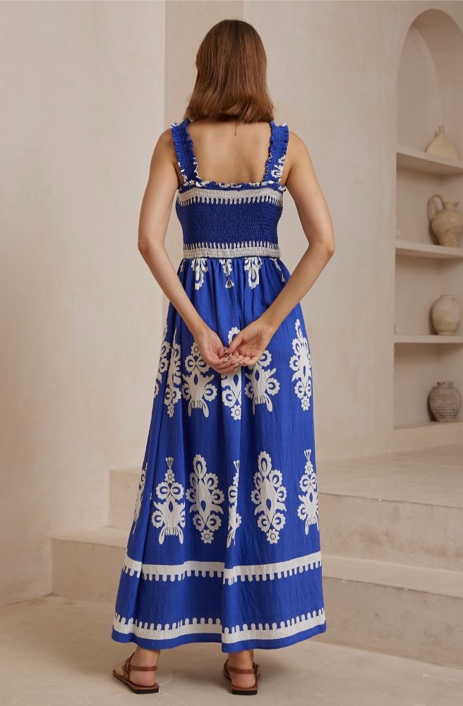 Blue Nero Empire Maxi Dress, Rear View