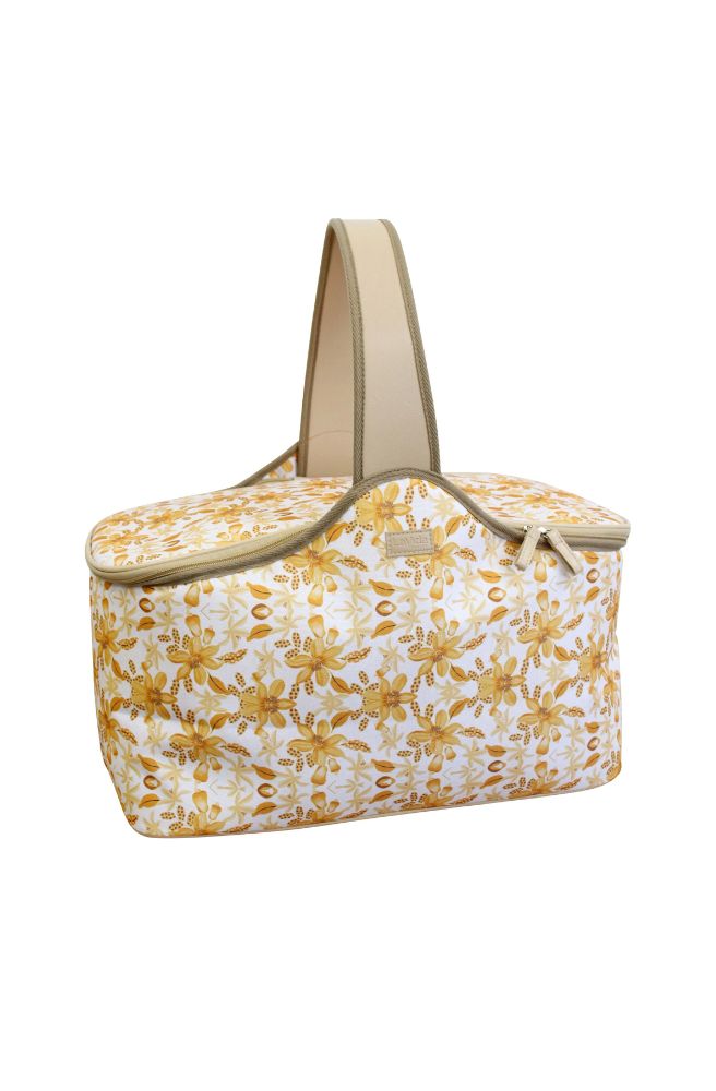 Aurora Picnic Cooler Bag, Beige Floral Boho Print