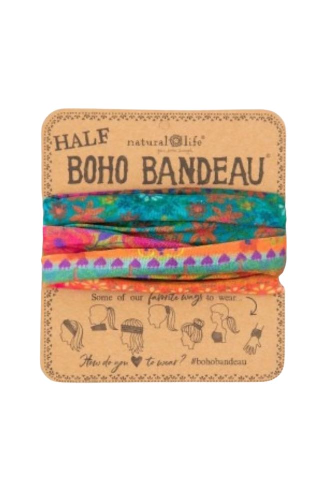 Half Boho Bandeau Half bright border, Stretch Knit Headband