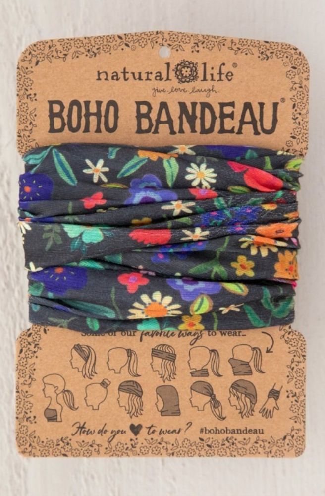 stretch knit boho bandeau headband flower print