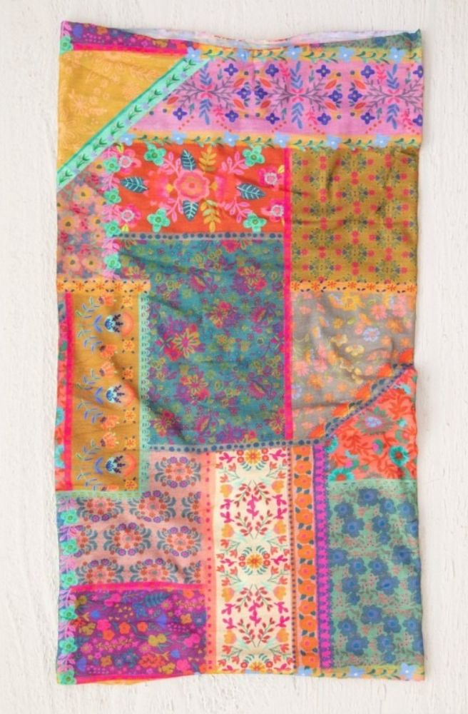 boho bandeau stretch knit patchwork print rainbow