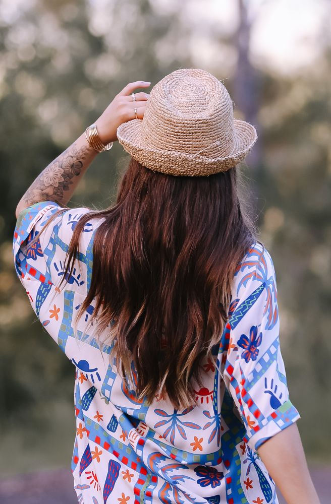 Claire Raffia Fedora, Rear View