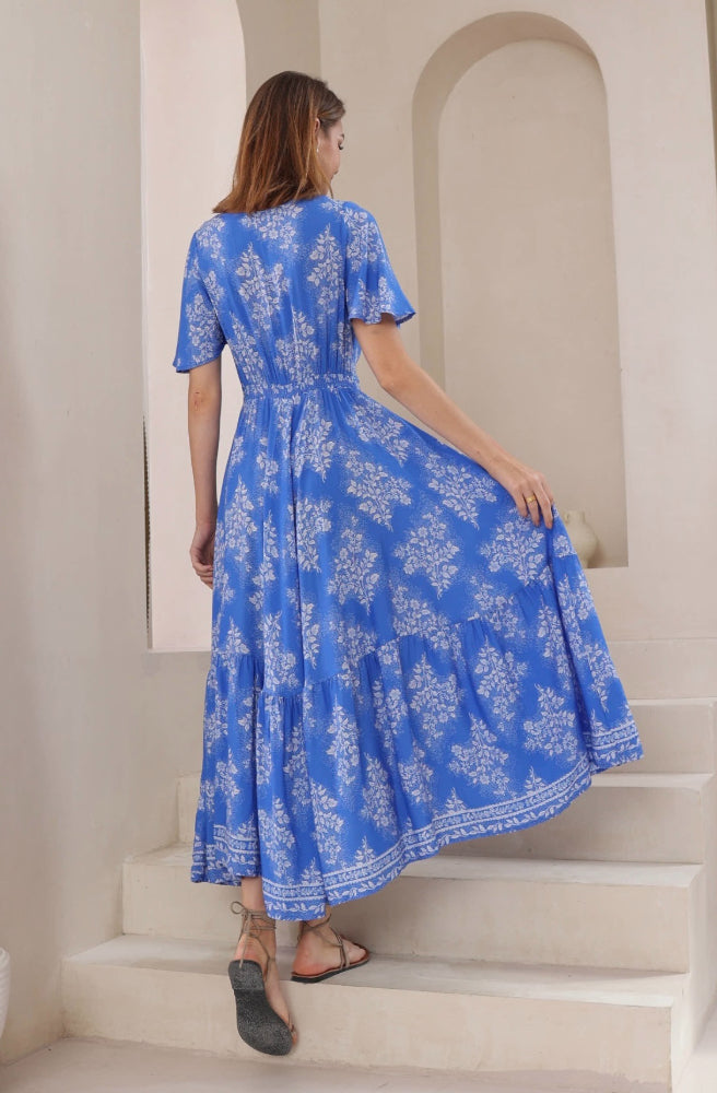 Blue Sabela Maxi Dress, Rear View