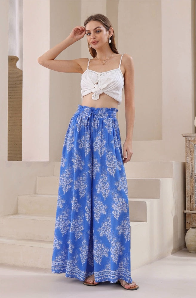 Blue Sabela Maxi Pants, Boho Style