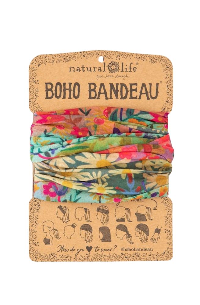 floral boho bandeau, stretch knit headband