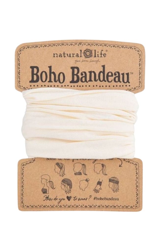 Boho Bandeau Solid Cream, Stretch Knit Headband