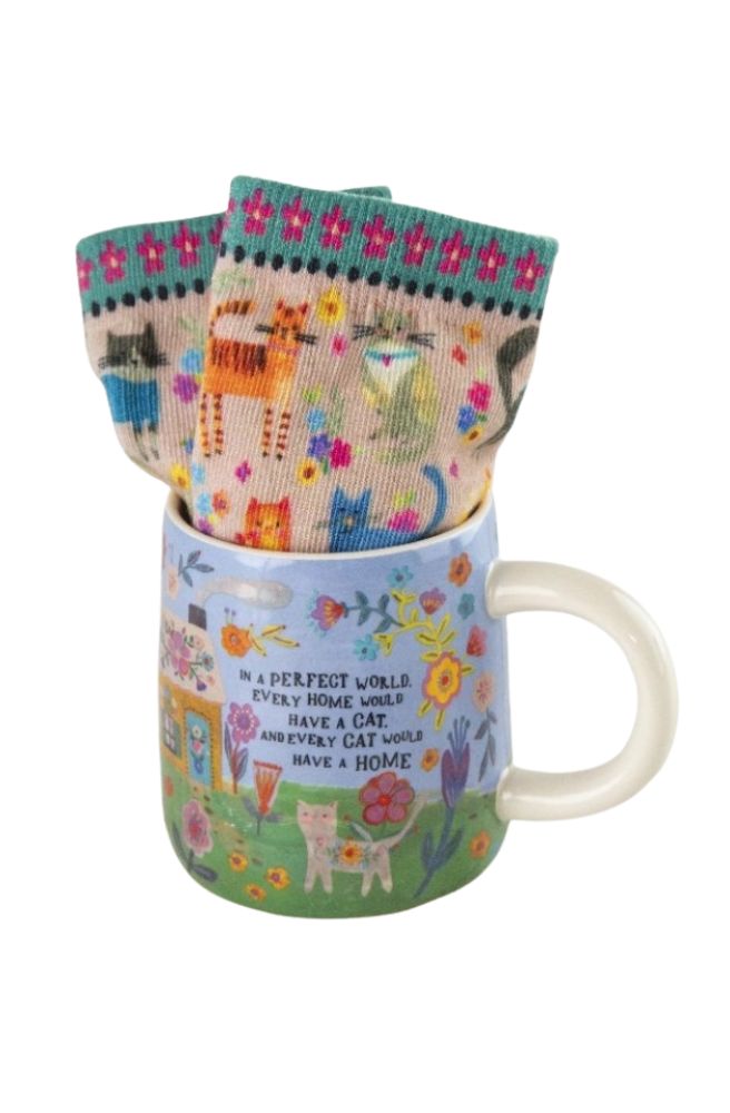 Mug & Socks Set Every Cat Has a Home, Gift Set Idea for Cat Lovers