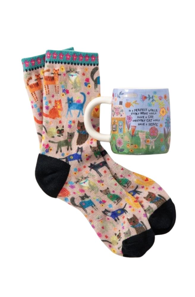 Mug & Socks Set Every Cat Has a Home, Quirky Gift Idea