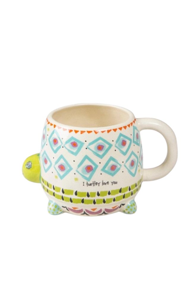 Folk Art Mug Cream Turtle, Gift Idea