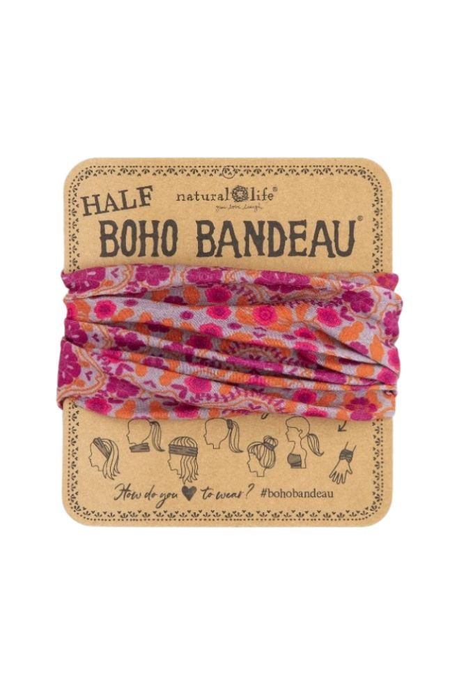 Boho Bandeau Half Must Floral Medalli, Stretch Knit Headband