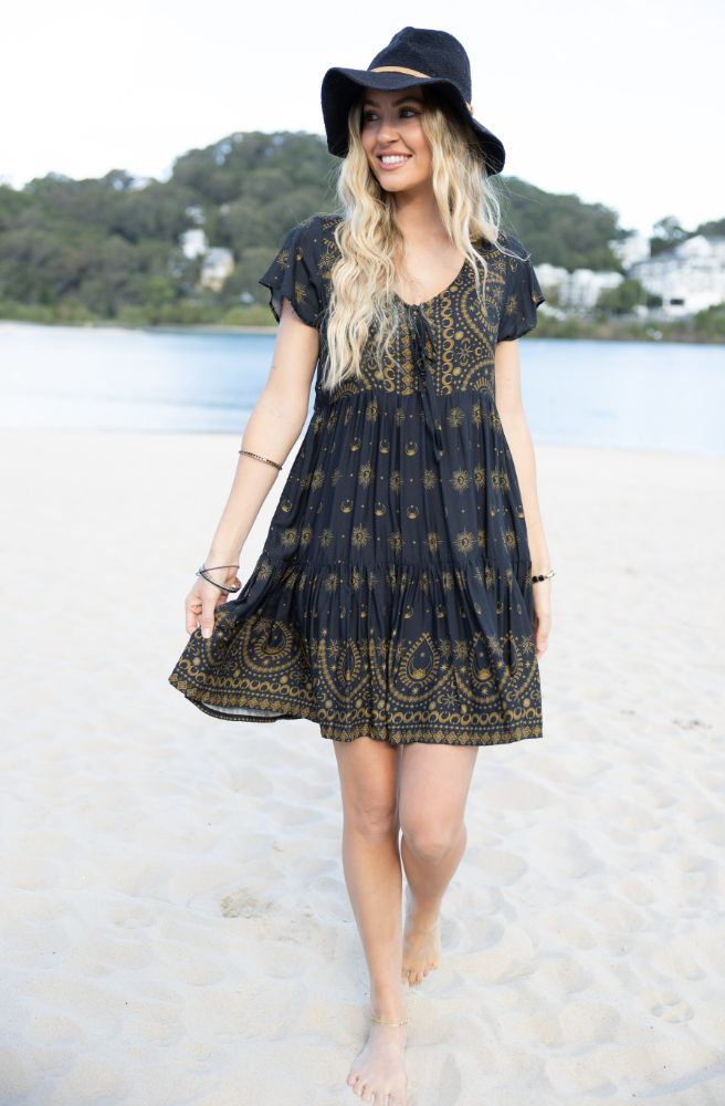 Elysian Zippy Mini Dress, Boho Style