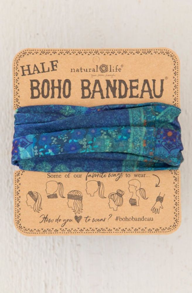 boho bandeau headband indigo pattern