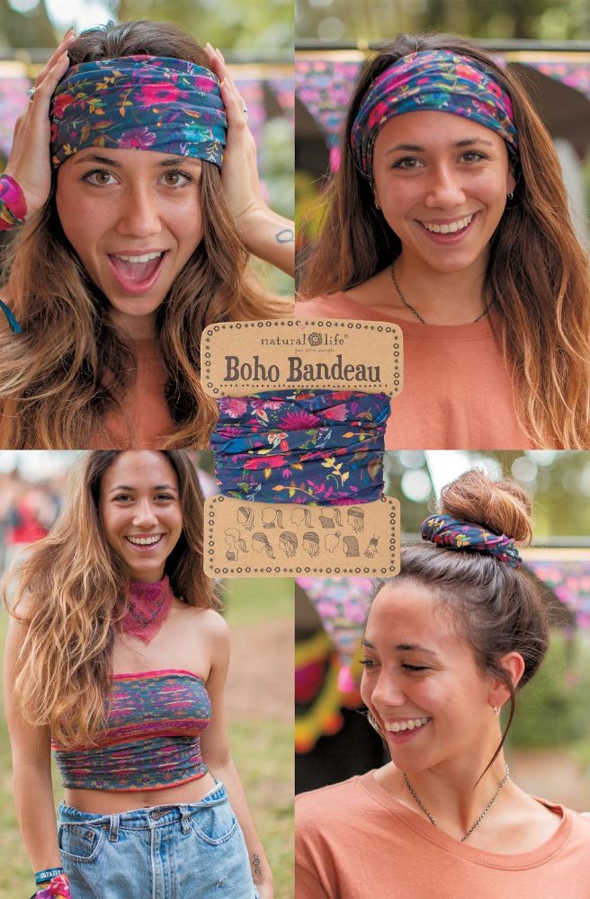 Boho Bandeau Navy Wildflowers