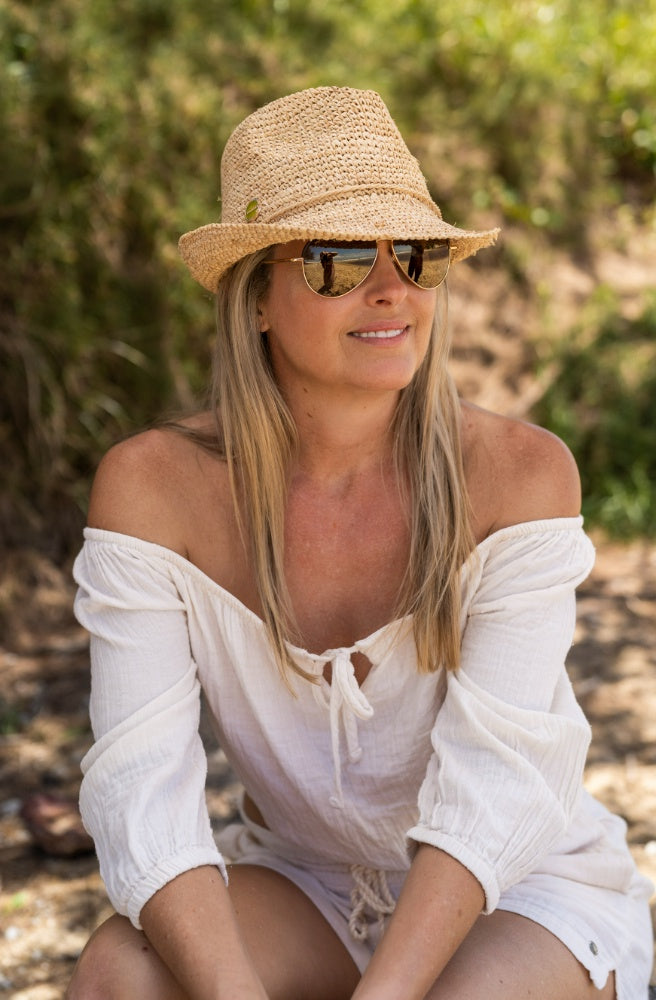 Claire Raffia Fedora, Boho Beach Style