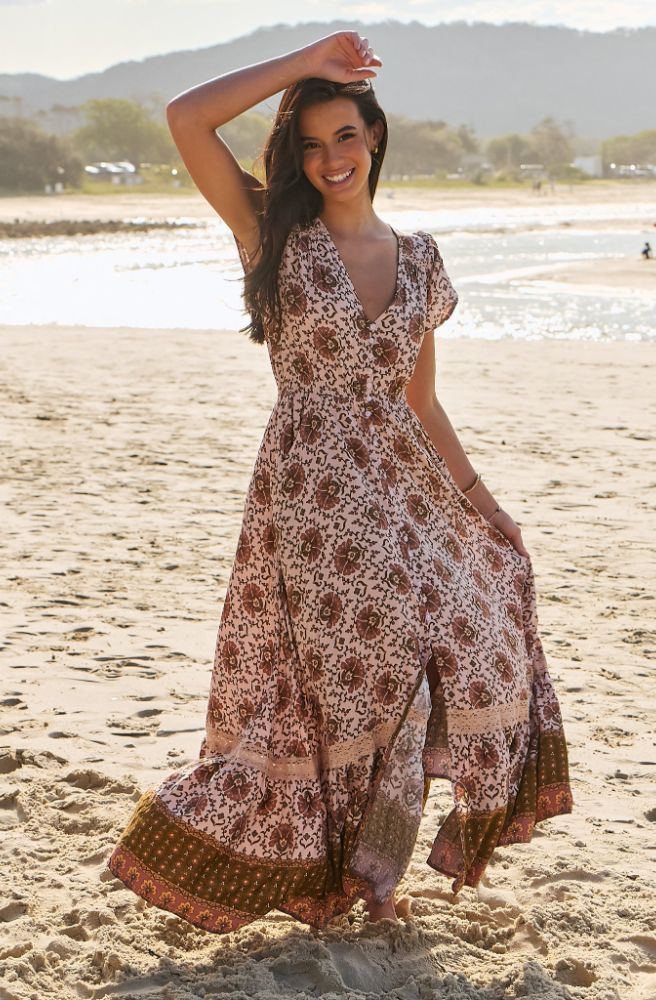 Jaase Wild Gypsy Print Carmen Maxi, Plus Sizing