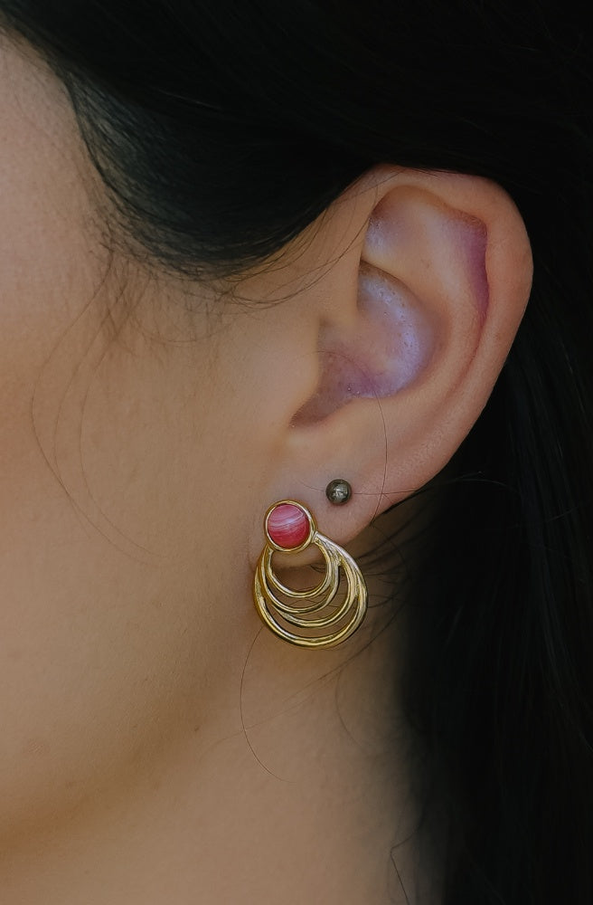 Pink Orbit Tier Earrings, Boho Style Jewellery