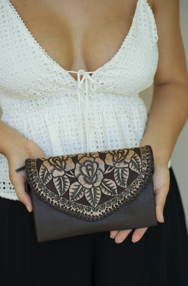 The Floral Etched Nomad Bag