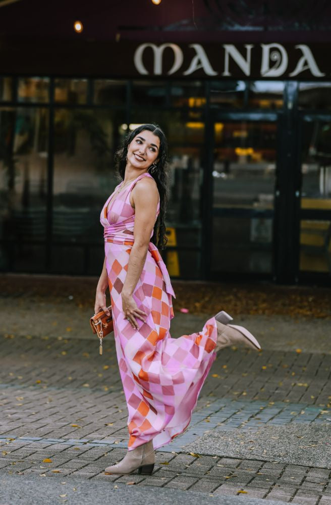 Pink Dress, Maxi Bohemian Style Dress