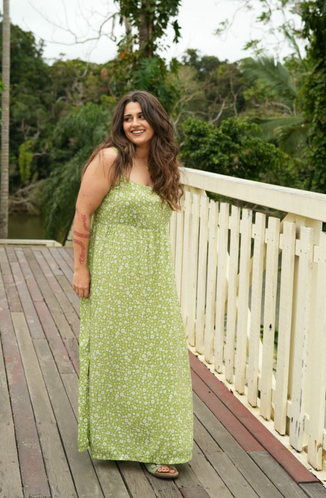 Daisy Flower Margarita Dress, Boho Maxi Style