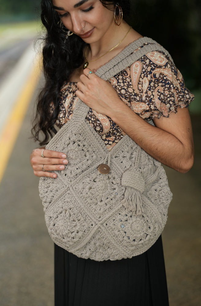 Grans Bag , Retro Boho Crochet Bag