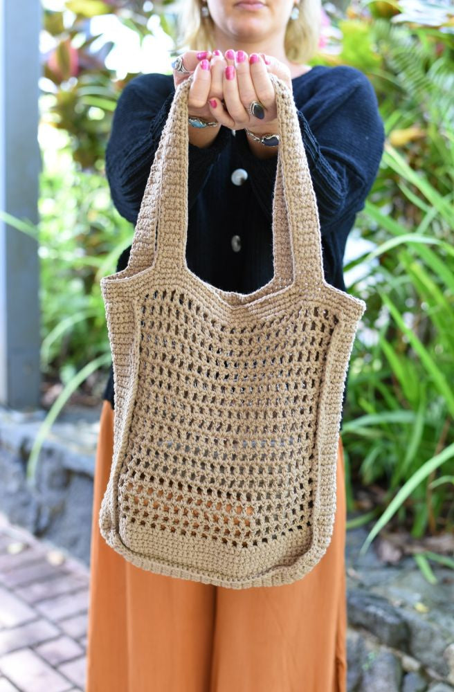 Coffee Co Crochet Bag, Boho Style Shoulder Bag