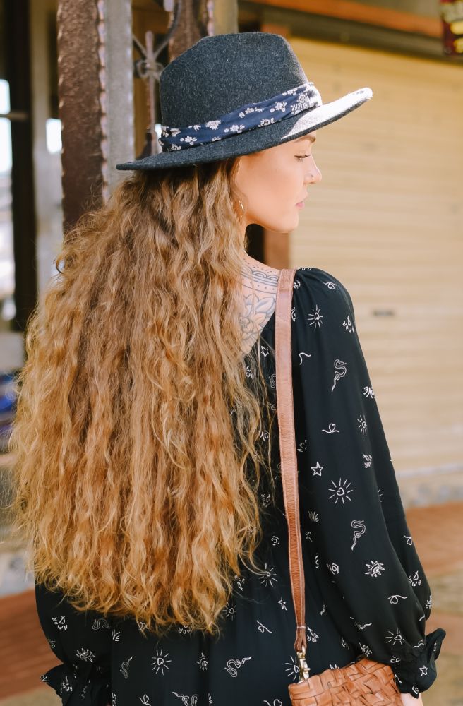 Boho Bandeau Half Black Floral