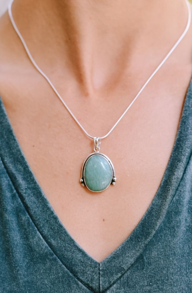 Amazonite Pendant, Gemstone Jewellery