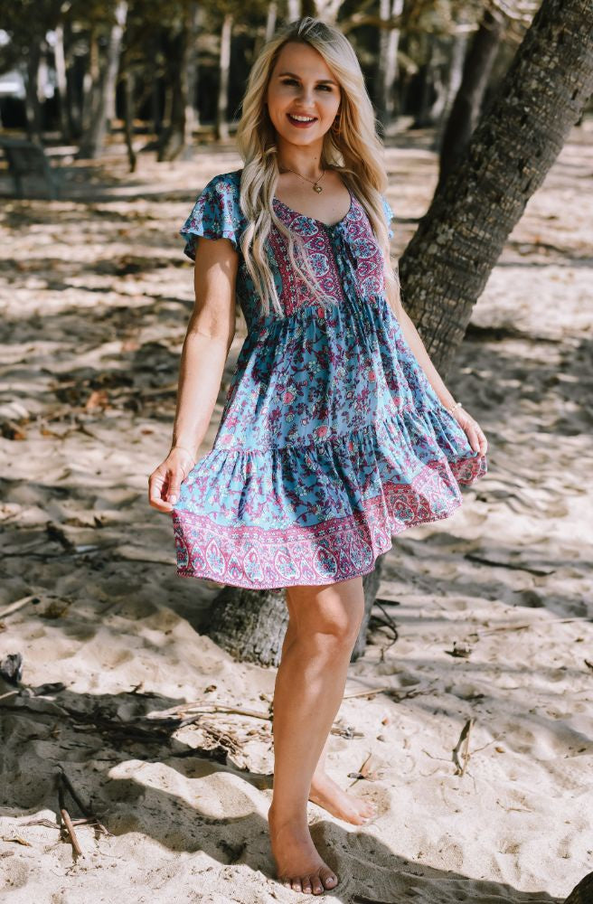 Boho Dream Baby Doll Mini Dress, Bohemian Summer Style