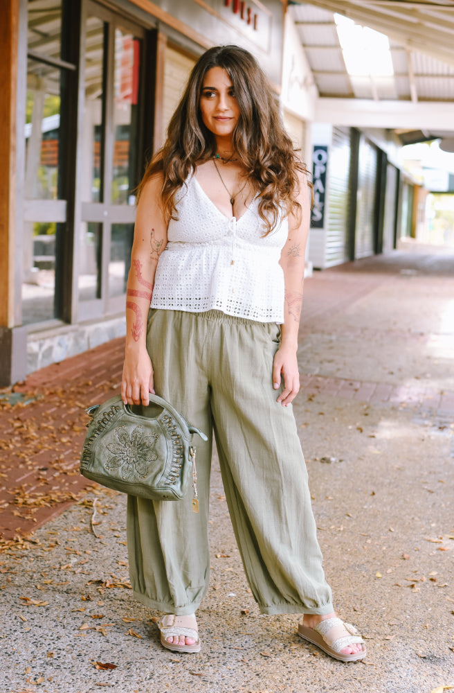 Kesh Pants Khaki, Boho Harem Style Pants