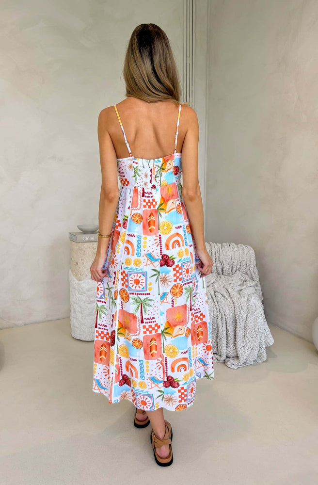 Citrus Juniper Maxi Dress, Rear View