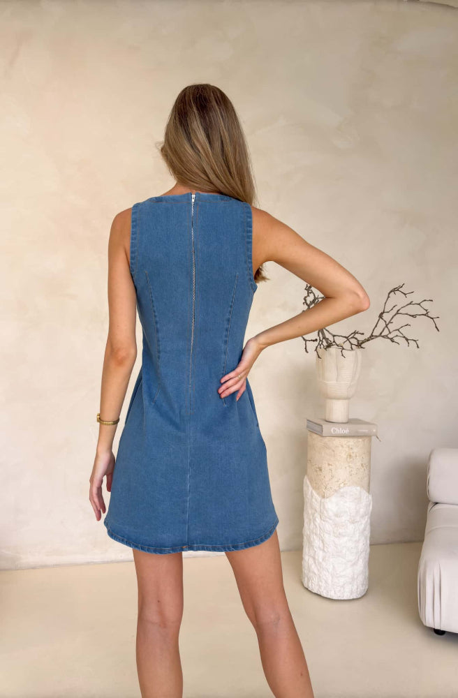 Porter Denim Dress, Rear View