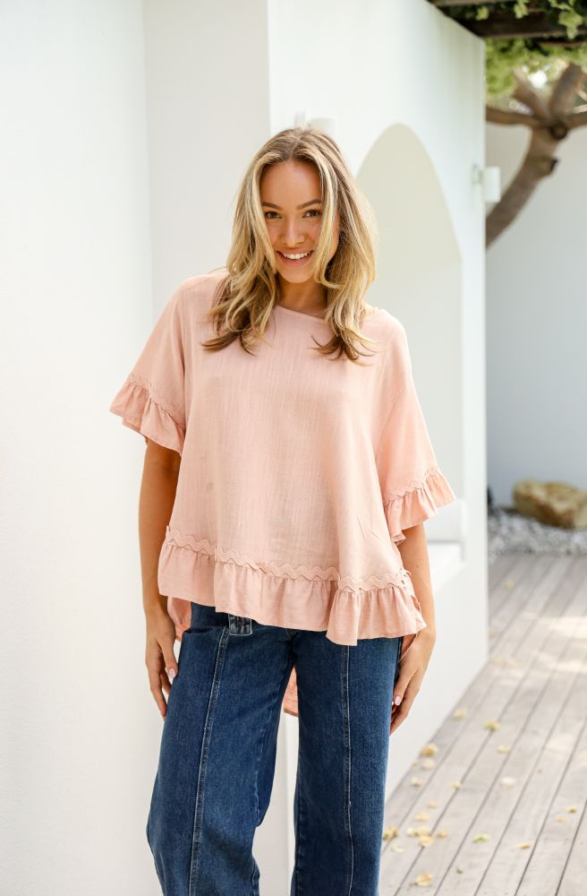 Blush Ric Rac Ruffle Top