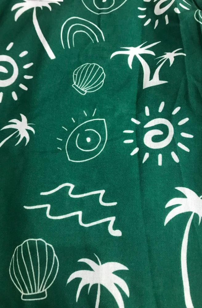 Linen Tropical Palm Set Green