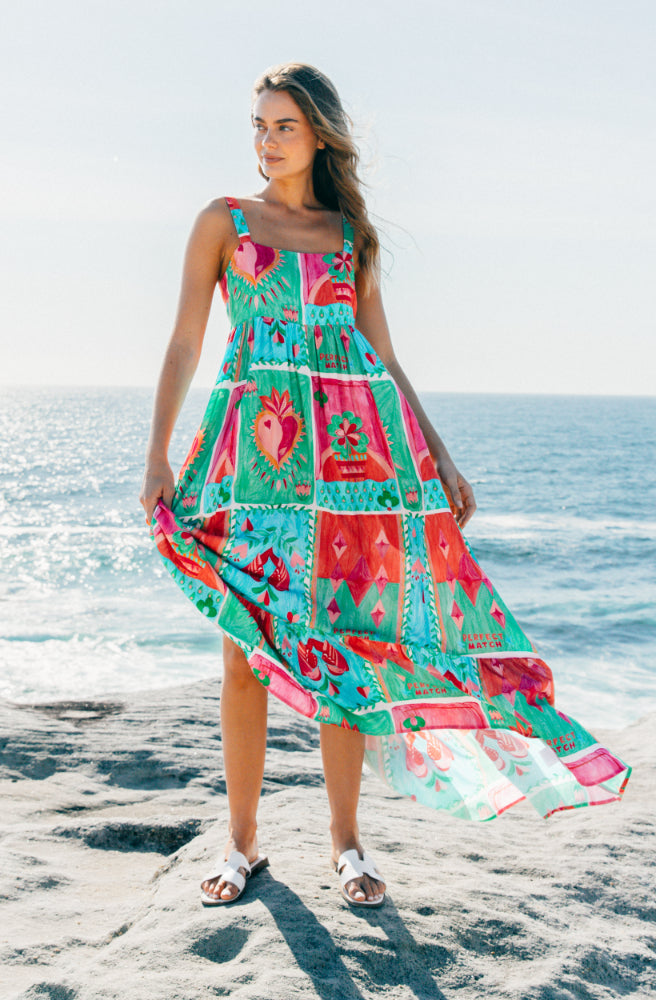 Flaming Hearts  Maxi Dress