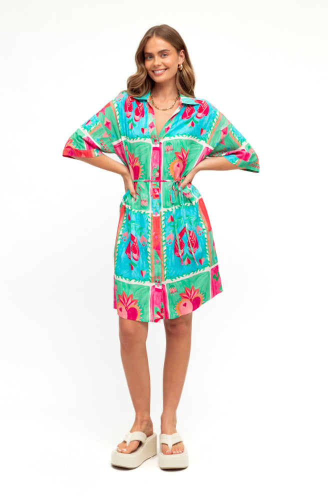 Flaming Hearts Shirt Dress