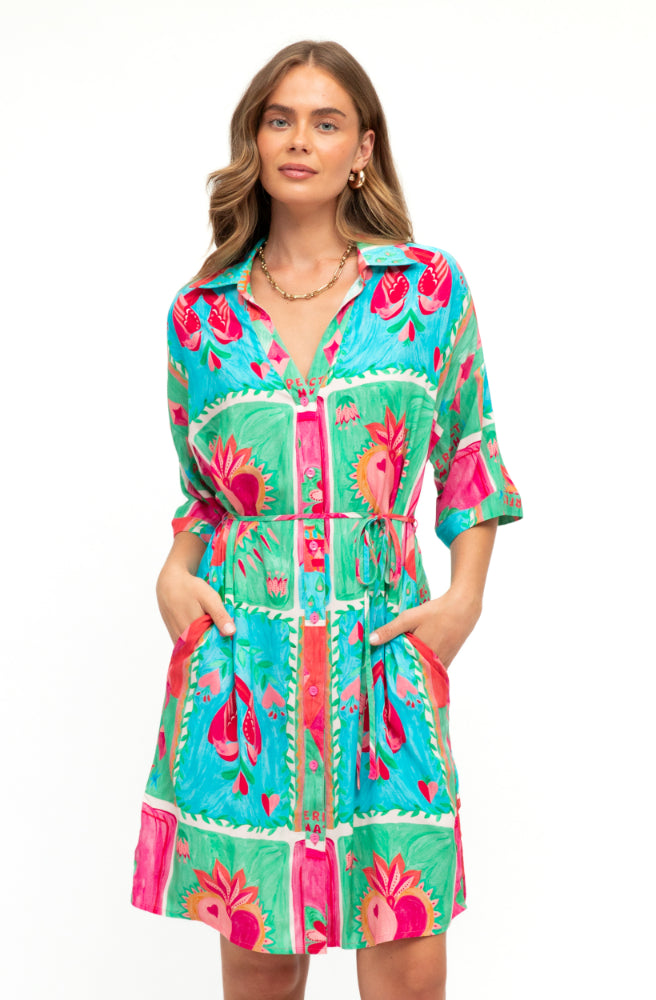 Flaming Hearts Shirt Dress