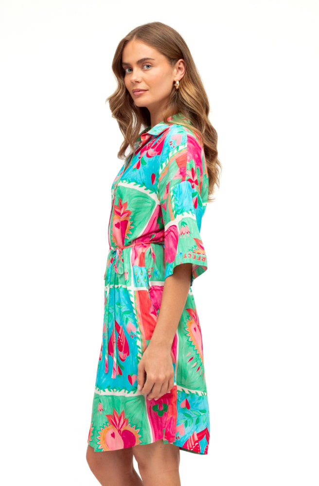 Flaming Hearts Shirt Dress