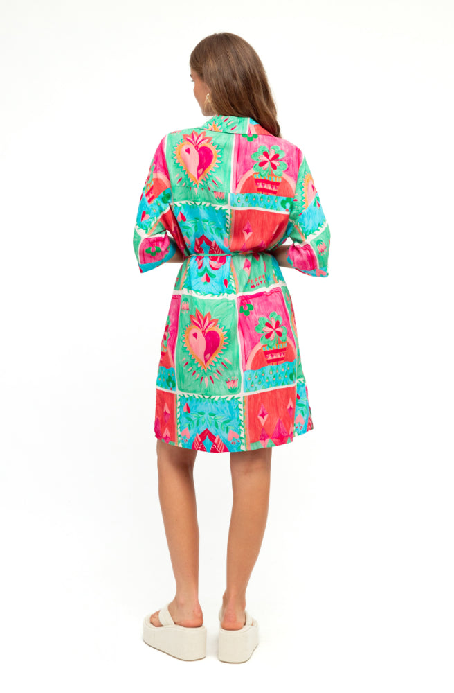 Flaming Hearts Shirt Dress